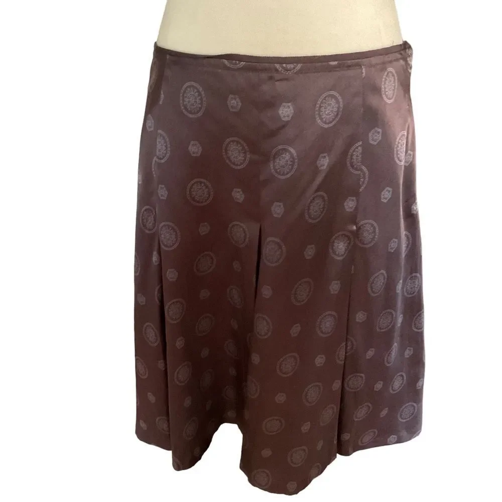 Banana Republic Factory Black Gray Medallion Print Silk Cotton Blend Skirt Sz 8